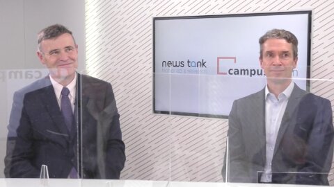 Frank Bournois et Romain Soubeyran, lors du plateau TV News Tank x Campus Matin chez Epoka - © D.R.