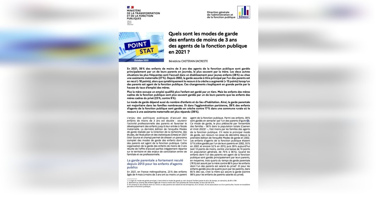 News Tank RH - Fonction publique: modes de garde des enfants