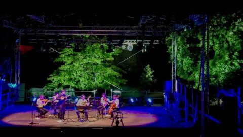 Julien Martineau, Thibaut Garcia et le Quatuor Yako au Jardin Raymond VI à Toulouse d'été en 2019. - © Toulouse Festival