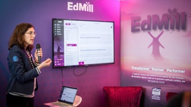 Learning Technologies 2020 : Sophie Manago, chef de projet pour EdMill, en pleine démo produit. - © D.R.