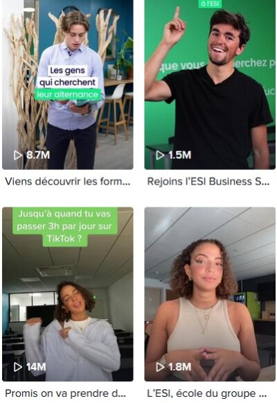 L’ESI fait trois fois plus de vues que le deuxième établissement du classement, Neoma. - © Tik-Tok