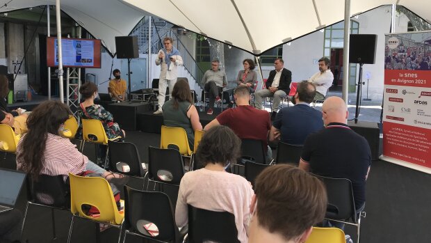 L’atelier du SNES sur les pratiques du livestream au Village du OFF 2021. - © D.R.