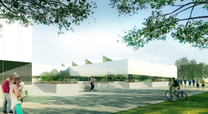 Le futur parvis du centre omnisports de Moulon. - © Universite Paris-Saclay