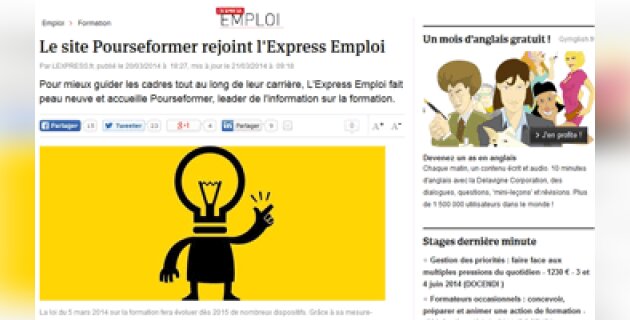 Le site Pourseformer.fr absorbé par L’Express Emploi - D.R.