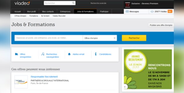 Viadeo enrichit son espace « Jobs & Formations » - D.R.
