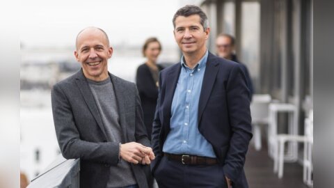 Jérôme Armbruster et François Leverger, président et directeur général de HelloWork - © Laurent Guizard