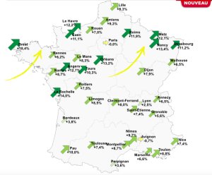 Les hausses de prix constatées dans les grandes villes de France - © Fnaim
