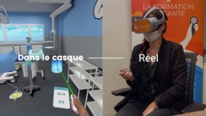 Exemple de formation Simango pour un établissement de santé à travers un casque de réalité virtuelle - © D.R.