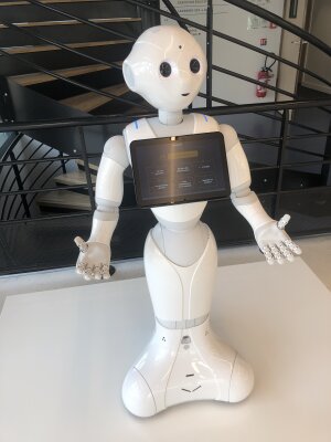 Un robot Pepper s’occupe de l’accueil. - © M. Dessaux