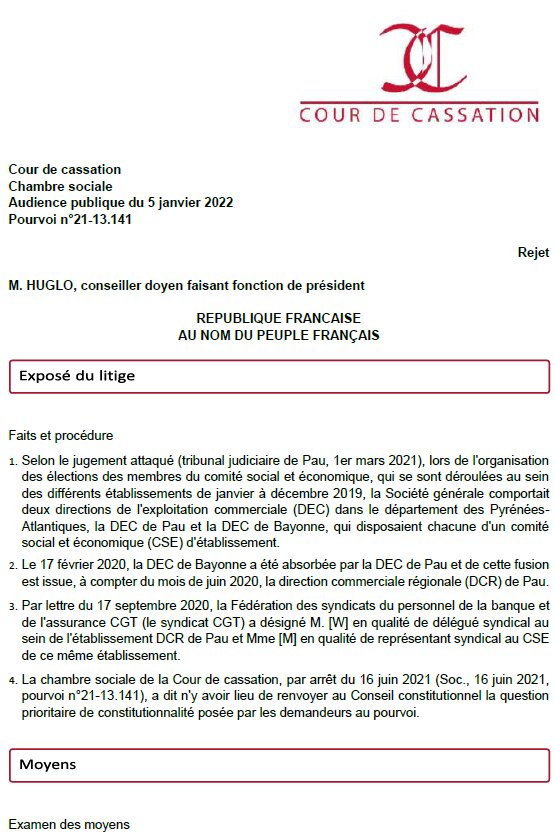 Cass. soc., 05/01/2022, n° 21-13.141 - © D.R.