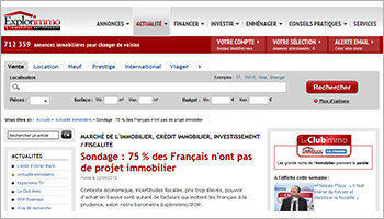 Baromètre Explorimmo/Ifop : 3 Français sur 4 n’ont pas de projet immobilier - D.R.