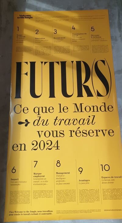 Welcome to the Jungle : manifesto du livre « FUTUR(S) : Ce que le monde du travail vous réserve en 2024 »  - © D.R.