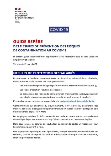 « Guide repère sur la prévention des risques de contamination au Covid hors épidémie » - © News Tank.