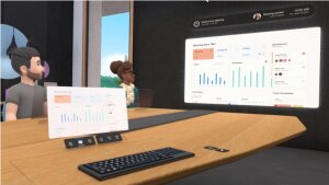 Le bureau d’un collaborateur en réalité virtuelle pendant la réunion. - © Facebook.